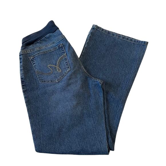 Motherhood Maternity Jeans Petite Medium Stretch Bootcut Below Belly Band Denim - Picture 5 of 12